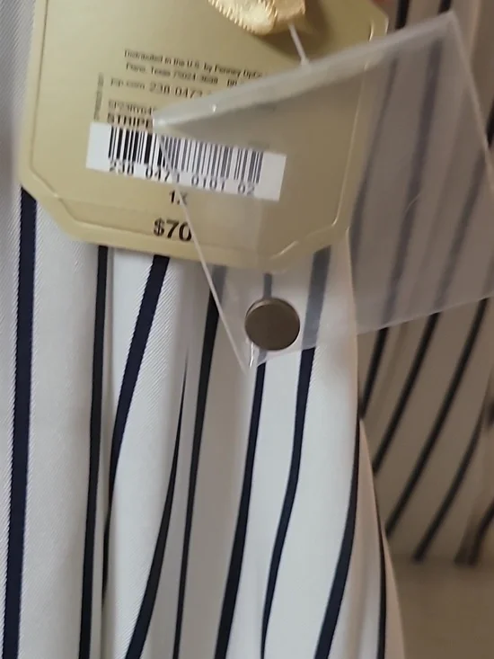 Ryegrass NWT Womens Size 1X White/Navy Striped Button Collared V-Neck Long Slee - Picture 9 of 9